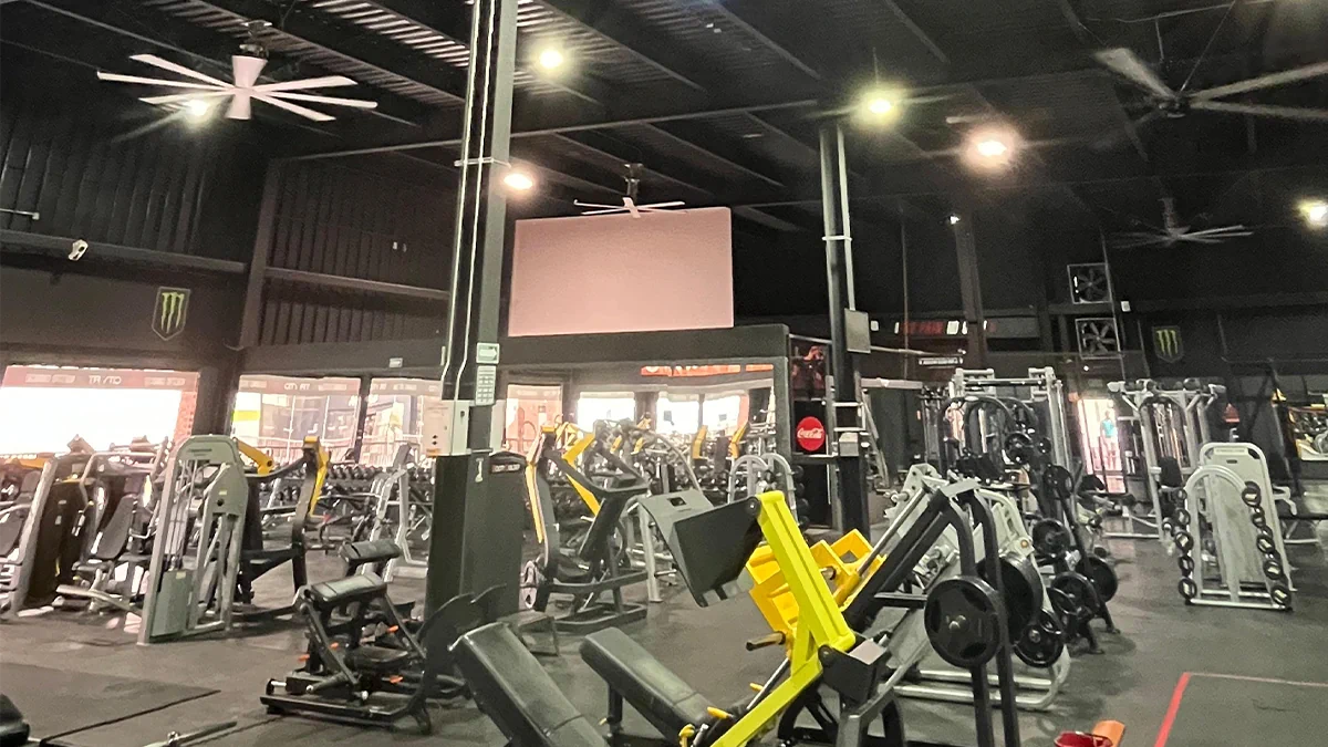 Ventilación HVLS en un gimnasio y área de entrenamiento
